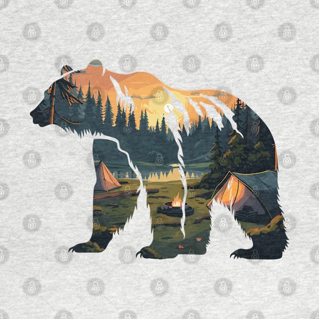 Bear Silhouette Forest Landscape - For Bear Lovers by PaulJus